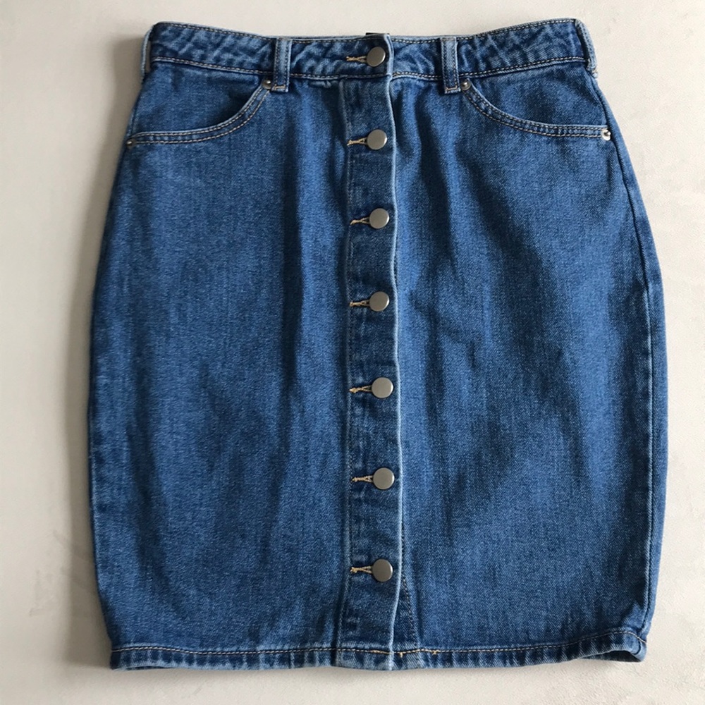 Denim button down skirt